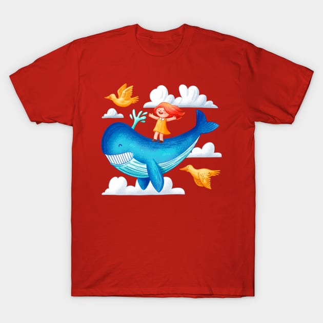 Children Whale Flying T-Shirt by Mako Design 
